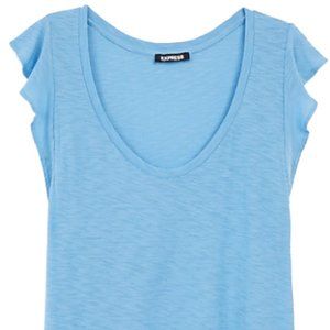 Slub Flutter Sleeve Sky Blue T-Shirt